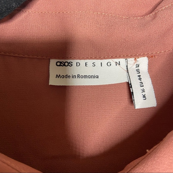 ASOS Design Rose Pink Flowy Chiffon Balloon Sleeve Button Up Blouse - Picture 3 of 5